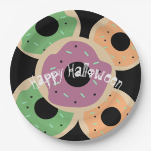 Halloween Frosted Doughnut and Sprinkles Paper Plate