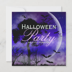 Halloween Full Moon & Bats Nightsky Invitation