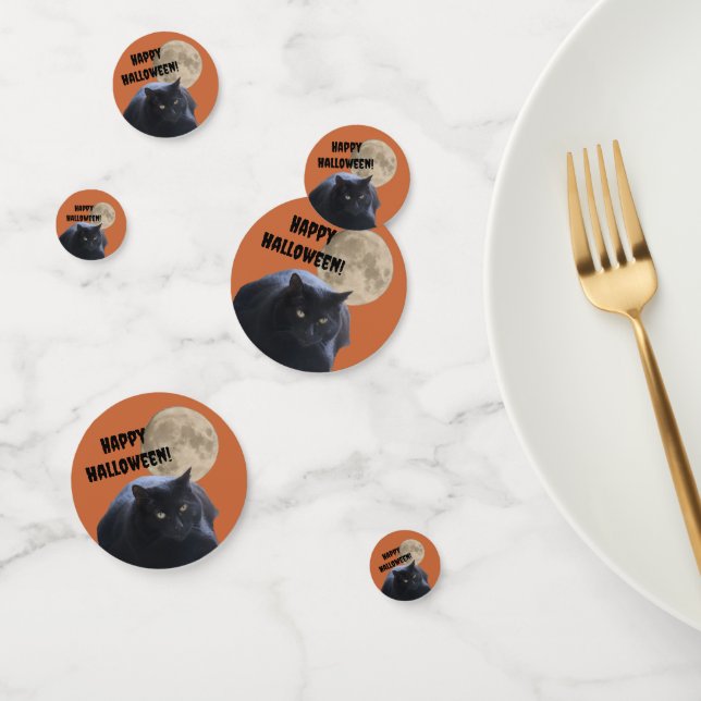 Halloween Full Moon Black Cat Confetti (Group)