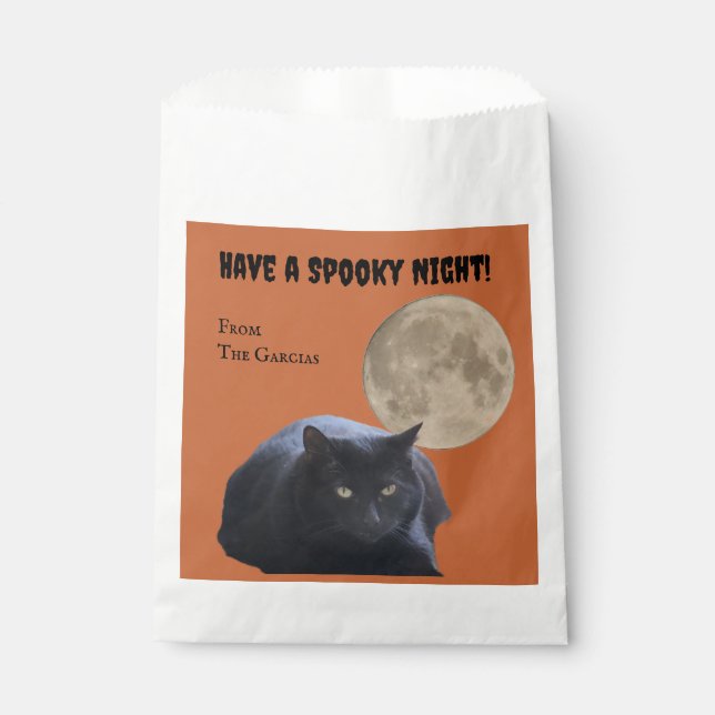 Halloween Full Moon Black Cat Favour Bag (Front)