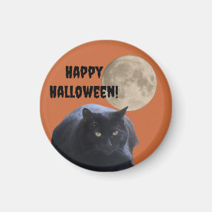 Halloween Full Moon Black Cat Magnet