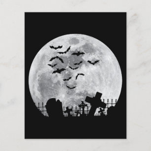 Halloween Full Moon Cemetery Graveyard Spooky Bats