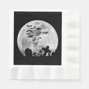 Halloween Full Moon Cemetery Graveyard Spooky Bats Napkin