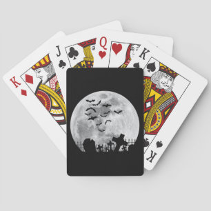 Halloween Full Moon Cemetery Graveyard Spooky Bats Playing Cards