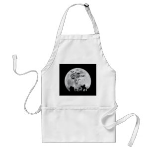 Halloween Full Moon Cemetery Graveyard Spooky Bats Standard Apron