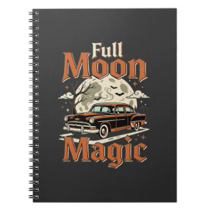 Halloween Full Moon Magic Vintage Car Notebook
