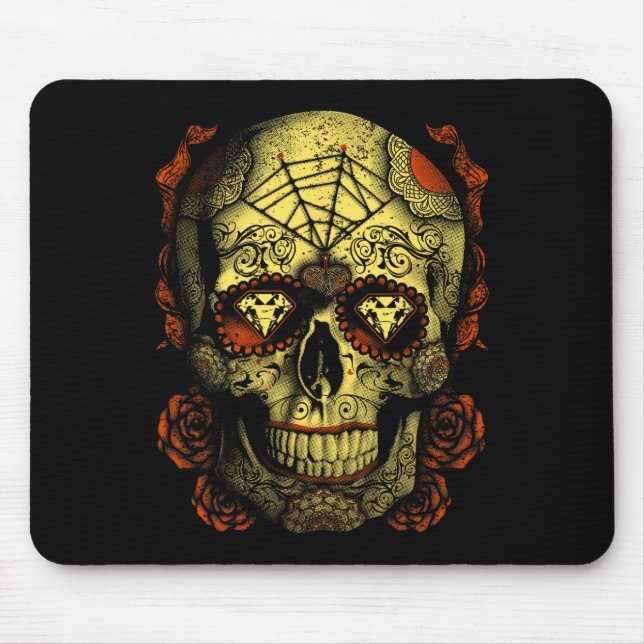 Halloween Full Moon Mojo Sugar Skull  Mouse Pad (Front)