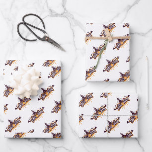 Halloween Full Moon Witch Spooky House  Wrapping Paper Sheet