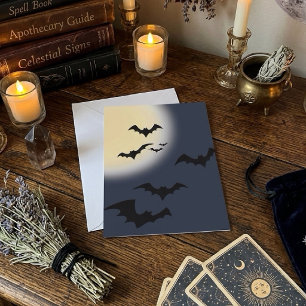 Halloween Full Moon With Bats Card