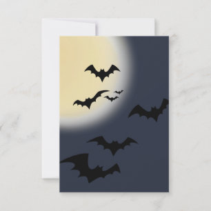 Halloween Full Moon With Bats Card