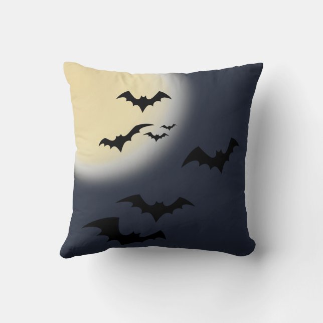 Halloween Full Moon With Bats Cushion (Back)