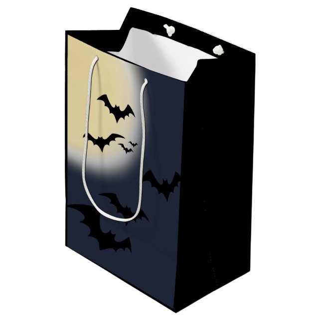 Halloween Full Moon With Bats Medium Gift Bag (Front Angled)