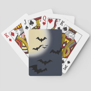 Halloween Full Moon With Bats Playing Cards