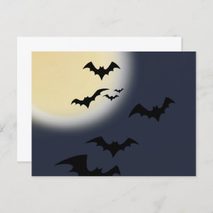 Halloween Full Moon With Bats Postcard