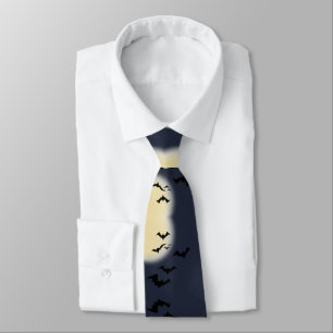 Halloween Full Moon With Bats Tie