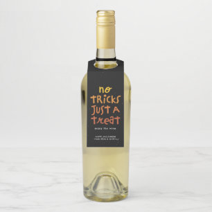 Halloween fun adult no tricks just a treat wine bottle tag