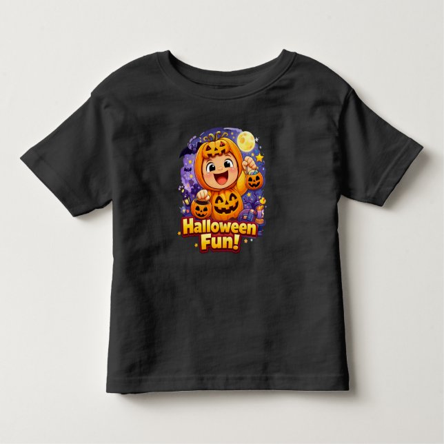Halloween Fun Cute Baby Pumpkin Illustration Toddler T-Shirt (Front)