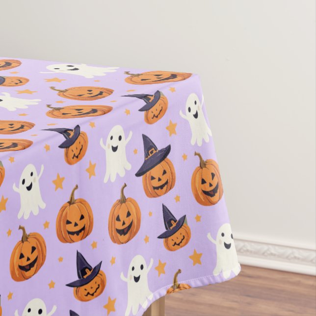 Halloween Fun Ghosts & Jack-O-Lanterns Tablecloth (In Situ)