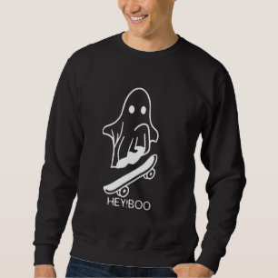Halloween Fun Meets Skateboard Passion in Hey Boo  Sweatshirt