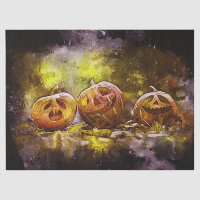 Halloween Fun Pumpkins Decoupage Tissue Paper (Front)