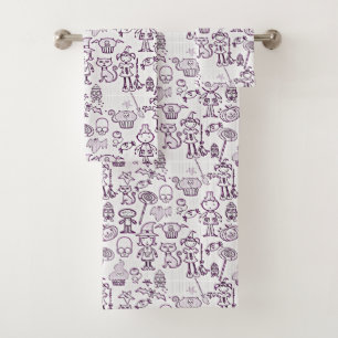 Halloween Fun Purple Bath Towel Set