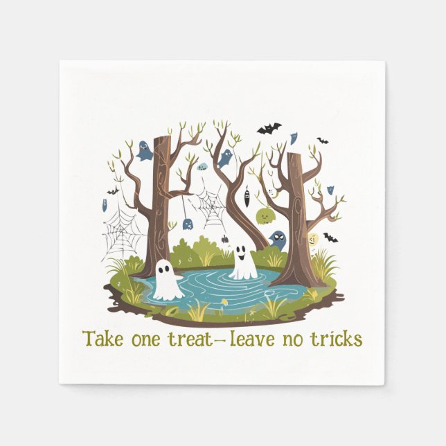 Halloween Fun Swamp Full Of Ghosts Napkin (Front)