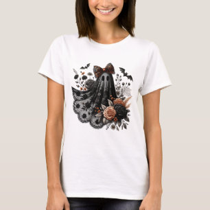 Halloween Fun T-Shirt - Lace Ghost - Blk2 - Fall