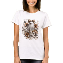 Halloween Fun T-Shirt - Lace Ghost - Wht3 - Fall