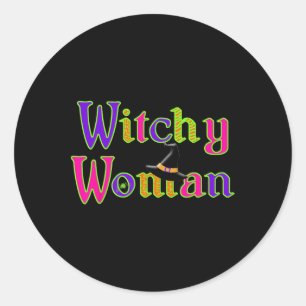 Halloween Fun Witch Witchy Woman Trick Treat Classic Round Sticker