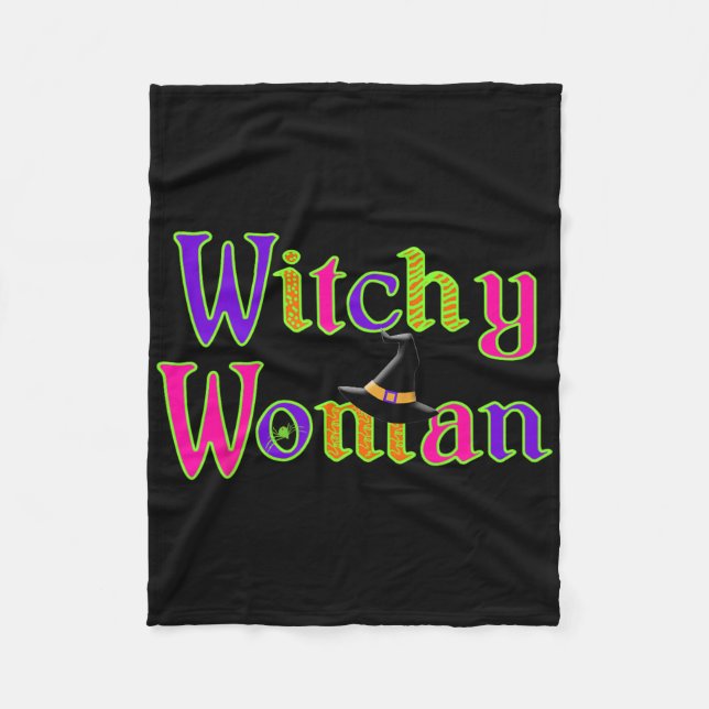 Halloween Fun Witch Witchy Woman Trick Treat  Fleece Blanket (Front)