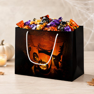 Halloween Fun with Pumpkins, Ghost & Witches, ZSSG Large Gift Bag