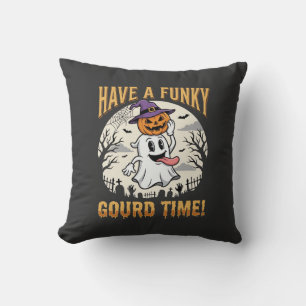 Halloween Funky Gourd Time Ghost Pumpkin Cushion