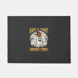 Halloween Funky Gourd Time Ghost Pumpkin Doormat