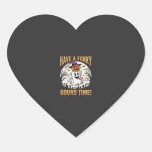Halloween Funky Gourd Time Ghost Pumpkin Heart Sticker