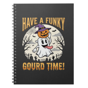 Halloween Funky Gourd Time Ghost Pumpkin Notebook