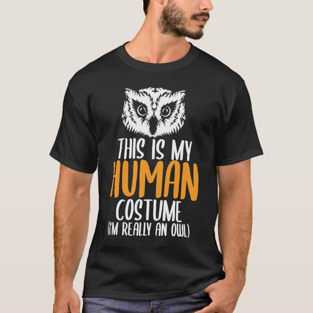 Halloween Funny Adult Kid Owl Apparel Youth Human  T-Shirt (Front)