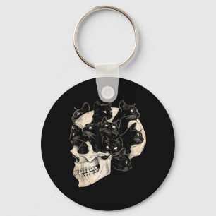 Halloween Funny Black Cat Vintage Cats Key Ring
