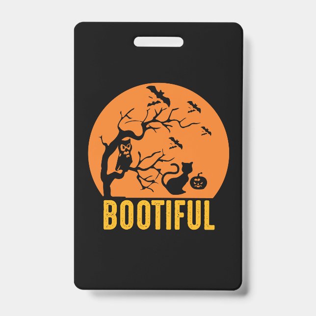 Halloween Funny Bootiful Birthday ID Badge (Front)