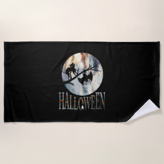 Halloween Funny Cat Halloween Birthday Beach Towel