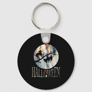 Halloween Funny Cat Halloween Birthday Key Ring