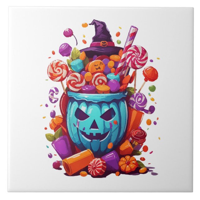 Halloween funny  ceramic tile (Front)