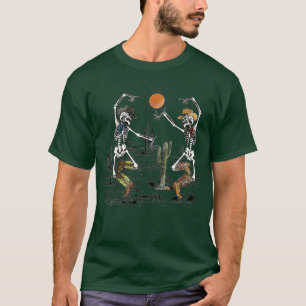 Halloween Funny Cowboy Howdy Dancing Skeleton West T-Shirt
