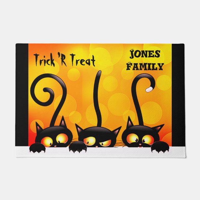 Halloween Funny Cute Three Little Kittens Doormat (Front)