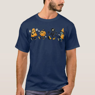 Halloween Funny Dancing Ghosts Pumpkin Skeleton Wi T-Shirt