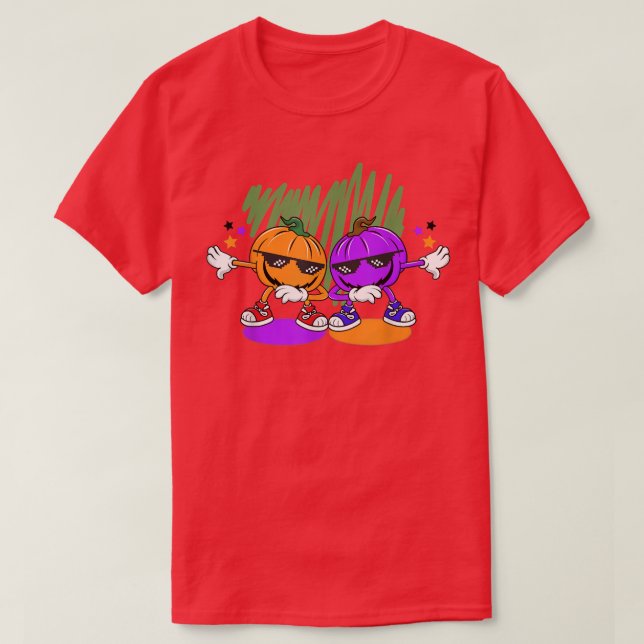 Halloween Funny Dancing Pumpkins Halloween, Trick  T-Shirt (Design Front)