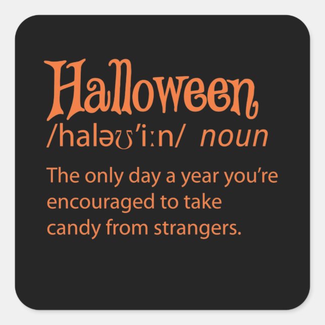 Halloween Funny Dictionary Definition Square Sticker (Front)