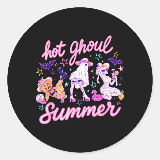 Halloween Funny Ghost Spooky Vibes Classic Round Sticker (Front)
