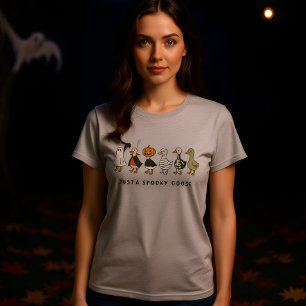 Halloween Funny Goose Spooky Skeleton T-Shirt