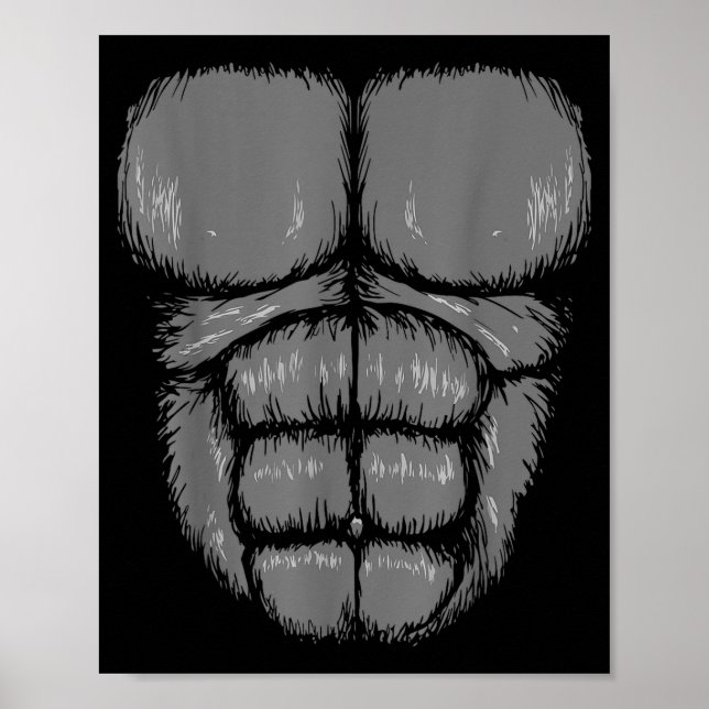 Halloween Funny Gorilla Monkey Belly Chest Costume Poster (Front)