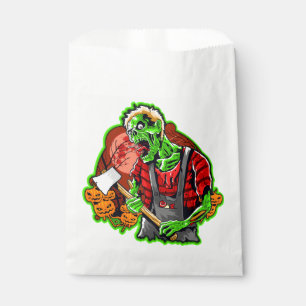 Halloween Funny Green Zombie Axe on Favour Bag